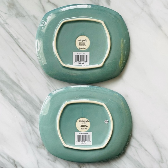 Pfaltzgraff•NWT•Set of (2) VINTAGE Seychelles Buffet Plates•Green Sea•10”x 8” - Picture 2 of 7
